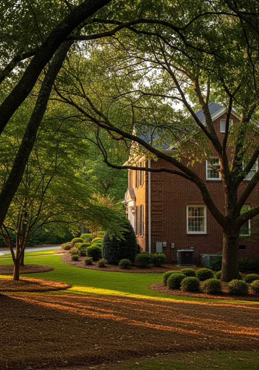 Portrait-style image of a service professional in front of a typical Roswell home with mature landscaping.