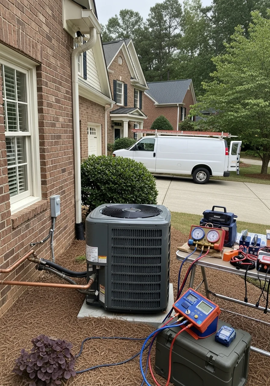 Portrait-style image of a service professional in front of a typical Sandy Springs home.